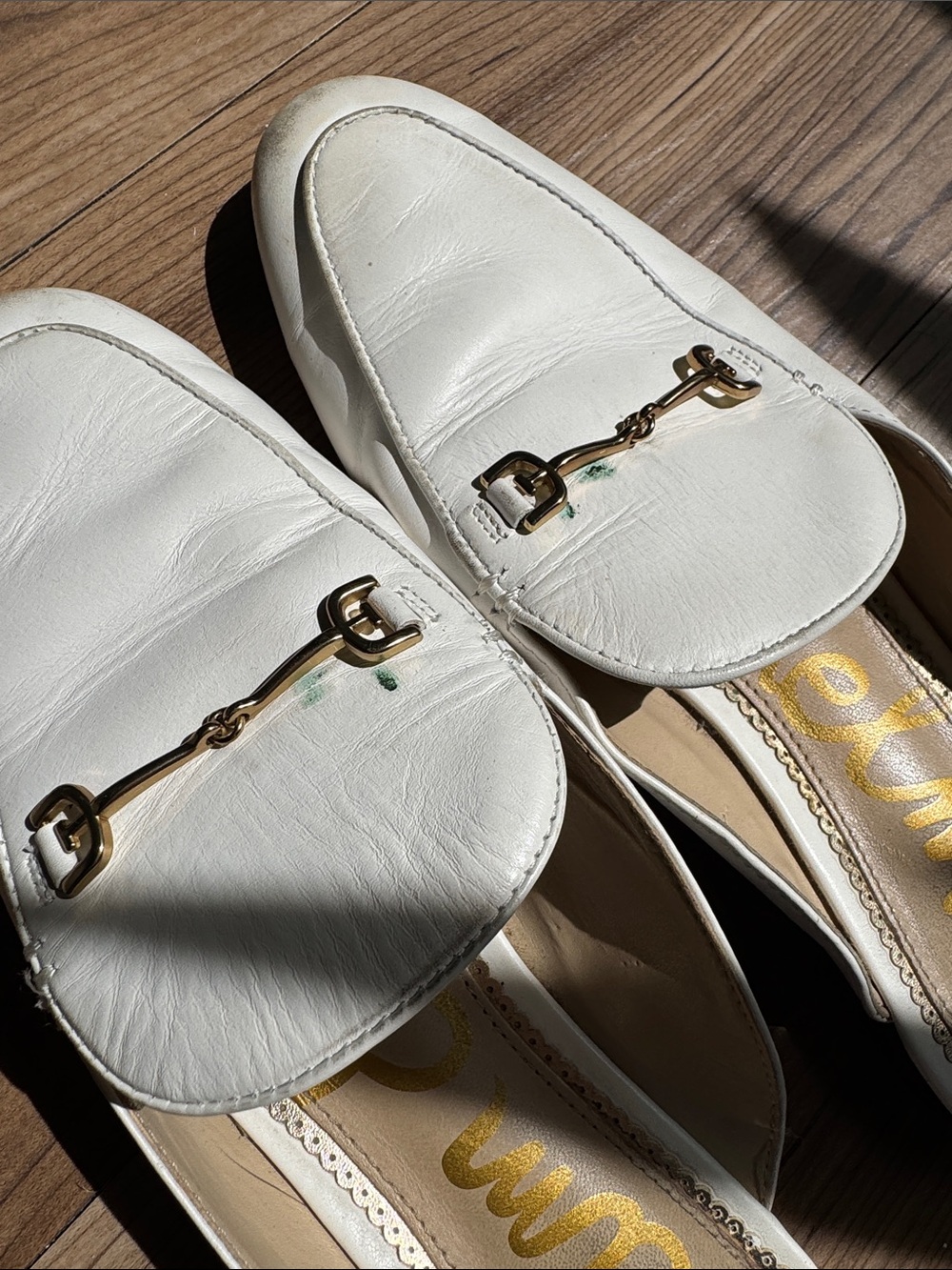 Sam Edelman White Leather Slip-On Horsebit Mules - Picture 4 of 4